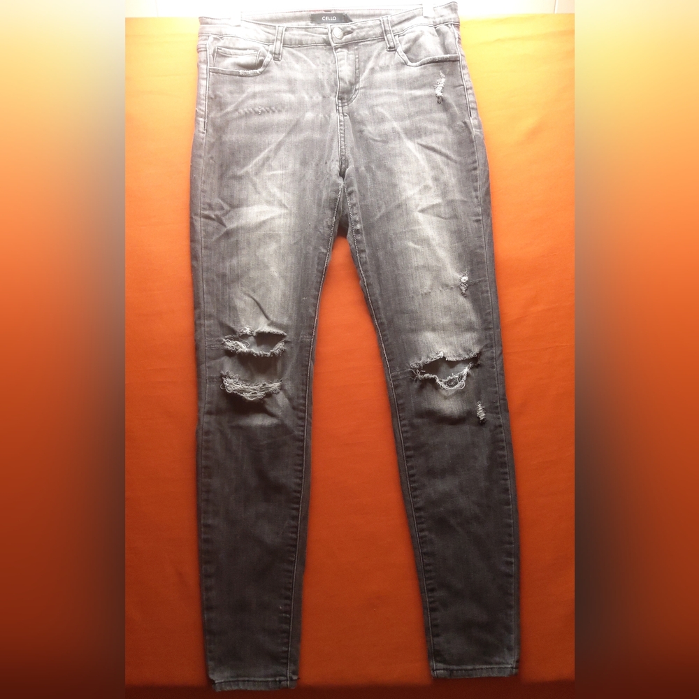 Cello Distressed Charcoal Skinny Jeans